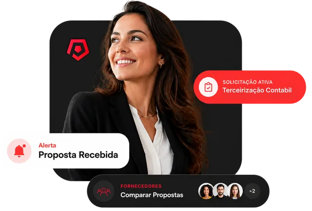 Profissional de contabilidade sorrindo com notificações de propostas Primebid